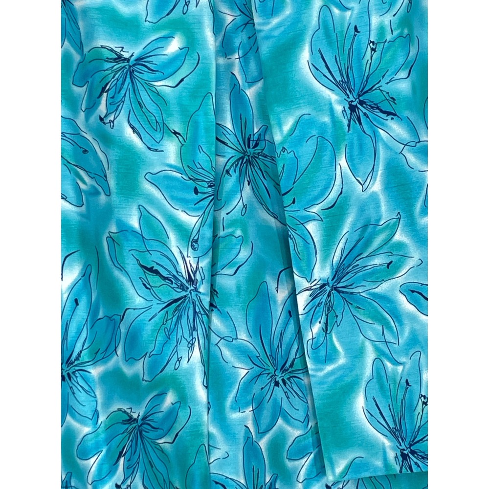 Kasper Women Skirt Suit 16 2-Piece Blue Floral Lily Open Jacket Set Lined - Picture 2 of 13
